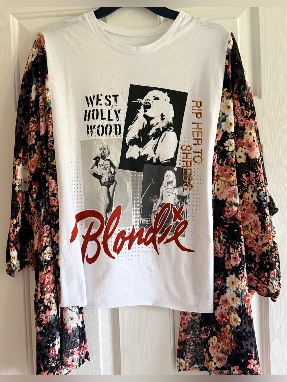 Custom Upcycled Blondie Poncho Kimono Pullover Top OSFM OOAK - Picture 3 of 4
